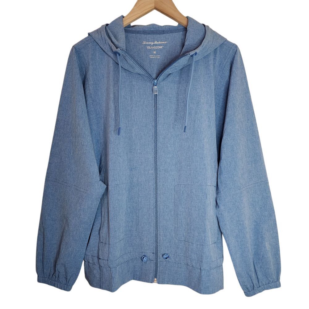 Tommy Bahama Island Zone Jacket Women's Medium Alicia Hooded Full Zip‎ Blue